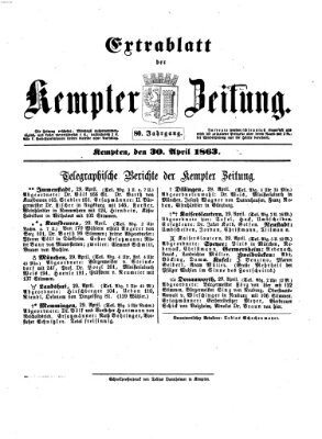 Kemptner Zeitung Donnerstag 30. April 1863