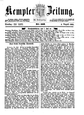 Kemptner Zeitung Dienstag 4. August 1863