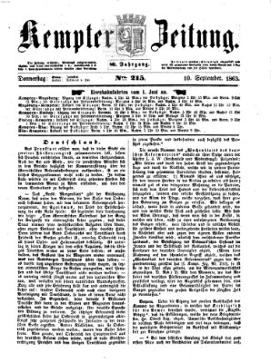 Kemptner Zeitung Donnerstag 10. September 1863