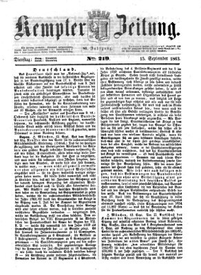 Kemptner Zeitung Dienstag 15. September 1863