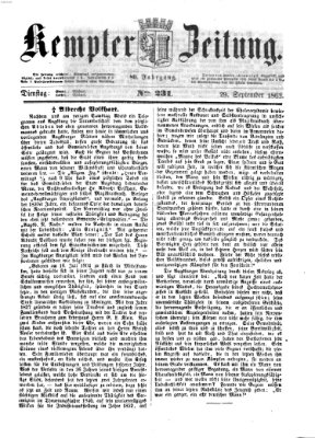 Kemptner Zeitung Dienstag 29. September 1863