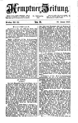 Kemptner Zeitung Dienstag 12. Januar 1864