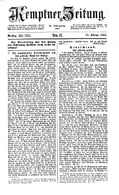 Kemptner Zeitung Dienstag 23. Februar 1864