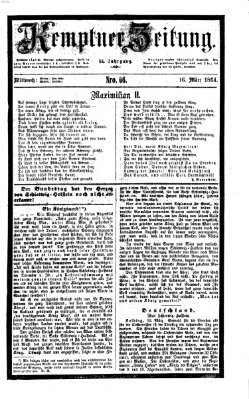 Kemptner Zeitung Mittwoch 16. März 1864