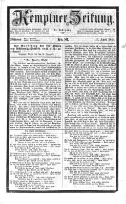 Kemptner Zeitung Mittwoch 13. April 1864