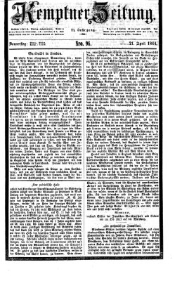 Kemptner Zeitung Donnerstag 21. April 1864