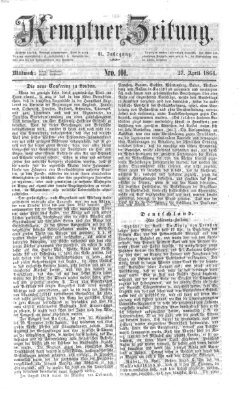 Kemptner Zeitung Mittwoch 27. April 1864