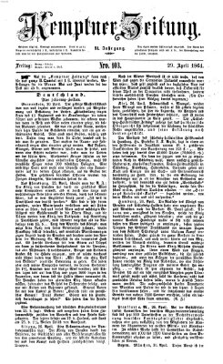 Kemptner Zeitung Freitag 29. April 1864