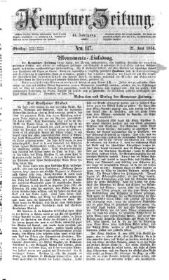 Kemptner Zeitung Dienstag 21. Juni 1864