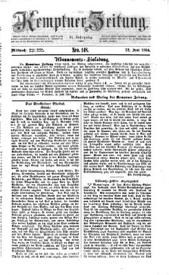 Kemptner Zeitung Mittwoch 22. Juni 1864