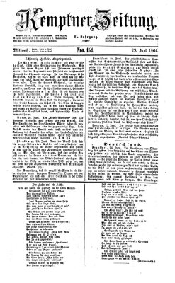 Kemptner Zeitung Mittwoch 29. Juni 1864