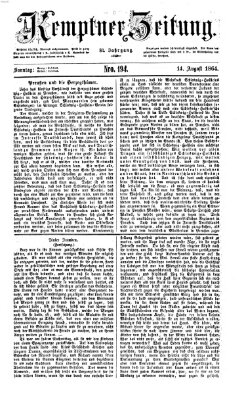 Kemptner Zeitung Sonntag 14. August 1864