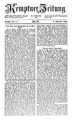 Kemptner Zeitung Samstag 3. September 1864