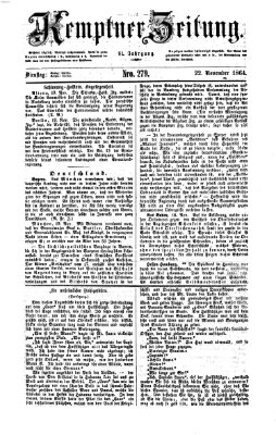 Kemptner Zeitung Dienstag 22. November 1864