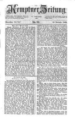 Kemptner Zeitung Donnerstag 24. November 1864