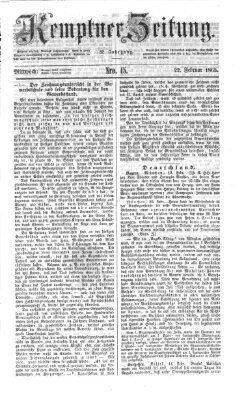 Kemptner Zeitung Mittwoch 22. Februar 1865