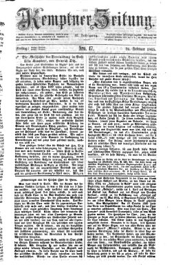 Kemptner Zeitung Freitag 24. Februar 1865