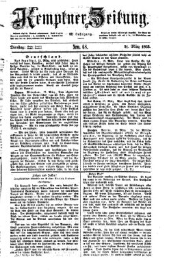 Kemptner Zeitung Dienstag 21. März 1865