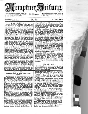 Kemptner Zeitung Mittwoch 22. März 1865