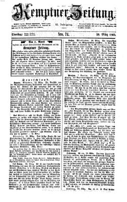 Kemptner Zeitung Dienstag 28. März 1865