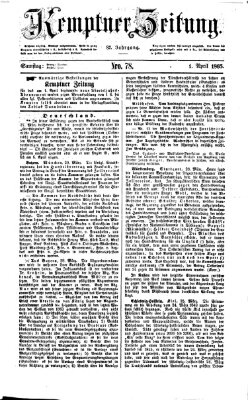 Kemptner Zeitung Samstag 1. April 1865