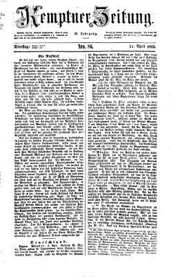 Kemptner Zeitung Dienstag 11. April 1865