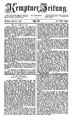 Kemptner Zeitung Freitag 14. April 1865