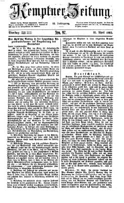 Kemptner Zeitung Dienstag 25. April 1865