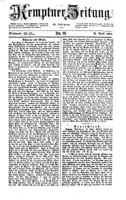 Kemptner Zeitung Mittwoch 26. April 1865