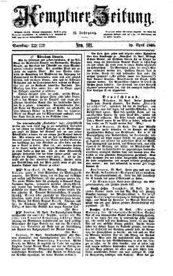 Kemptner Zeitung Samstag 29. April 1865