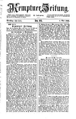 Kemptner Zeitung Dienstag 2. Mai 1865