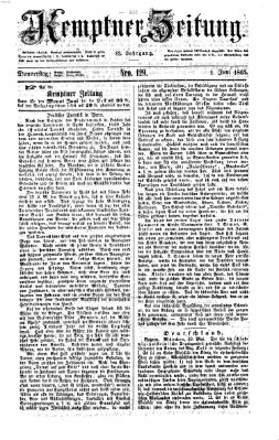 Kemptner Zeitung Donnerstag 1. Juni 1865