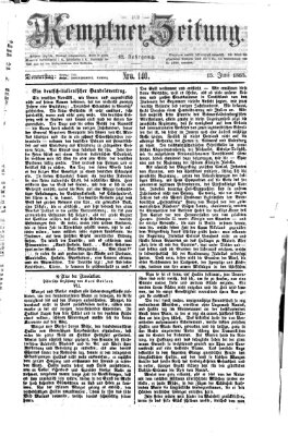 Kemptner Zeitung Donnerstag 15. Juni 1865