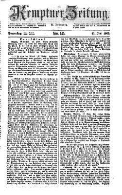 Kemptner Zeitung Donnerstag 22. Juni 1865