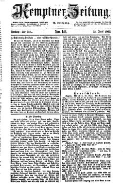 Kemptner Zeitung Freitag 23. Juni 1865