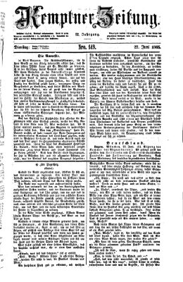 Kemptner Zeitung Dienstag 27. Juni 1865