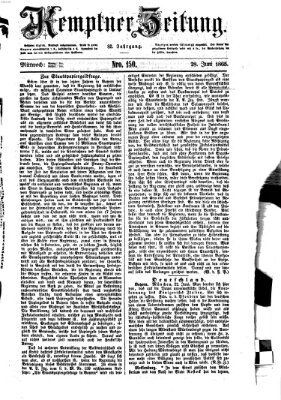 Kemptner Zeitung Mittwoch 28. Juni 1865