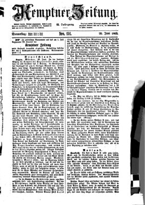 Kemptner Zeitung Donnerstag 29. Juni 1865