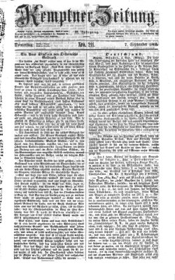 Kemptner Zeitung Donnerstag 7. September 1865