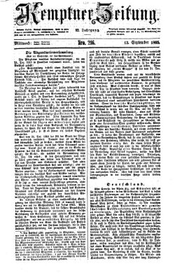 Kemptner Zeitung Mittwoch 13. September 1865