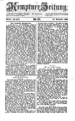 Kemptner Zeitung Freitag 22. September 1865