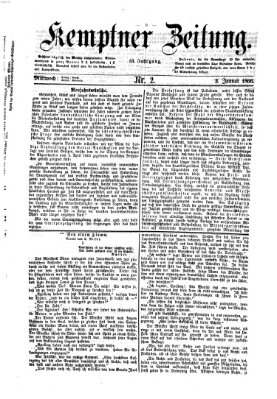 Kemptner Zeitung Mittwoch 3. Januar 1866