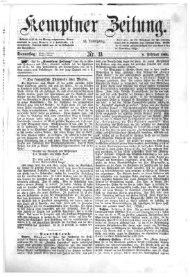 Kemptner Zeitung Donnerstag 8. Februar 1866