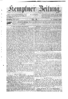 Kemptner Zeitung Sonntag 11. Februar 1866