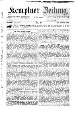 Kemptner Zeitung Samstag 17. Februar 1866