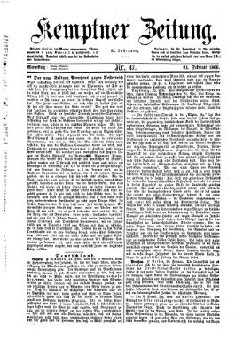 Kemptner Zeitung Samstag 24. Februar 1866