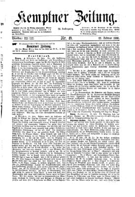 Kemptner Zeitung Dienstag 27. Februar 1866