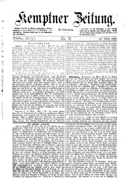 Kemptner Zeitung Dienstag 27. März 1866