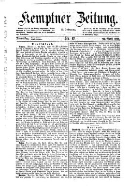 Kemptner Zeitung Donnerstag 26. April 1866