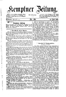 Kemptner Zeitung Mittwoch 13. Juni 1866